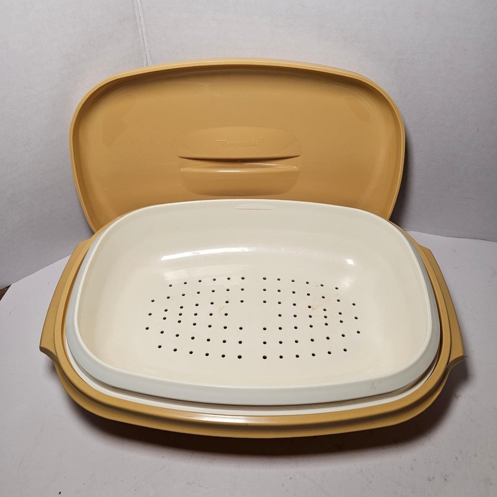 Vintage 70s Tupperware Multi Server 3 Piece Set Harvest Gold 1273 1274 1275 USA